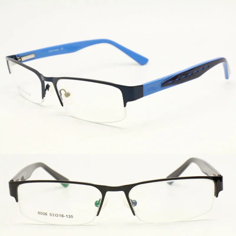 

pull sales 8006 shield shape half-rim metal combined acetate temple with flexible dual colors optical glasses frame for teens