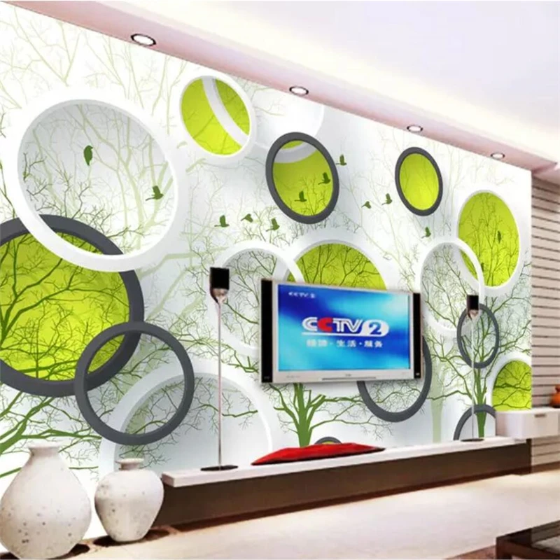 

beibehang Custom Photo Wallpaper 3d Large Mural Abstract Tree 3D Circle TV Background Wall Mural papel de parede 3d wallpaper