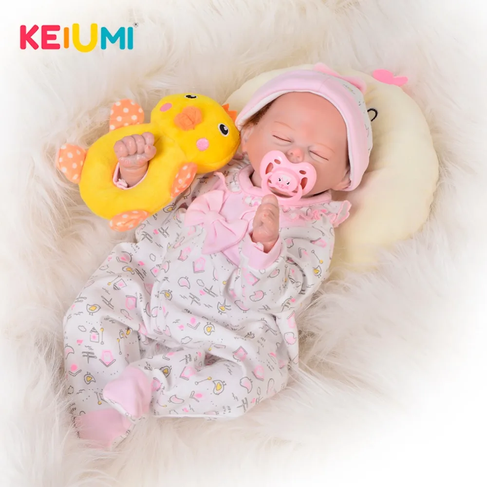 

Unique 43 cm Lifelike Reborn Baby Doll Soft Silicone Reborn Little Closed Eyes Babies Toy For Birthday Gifts