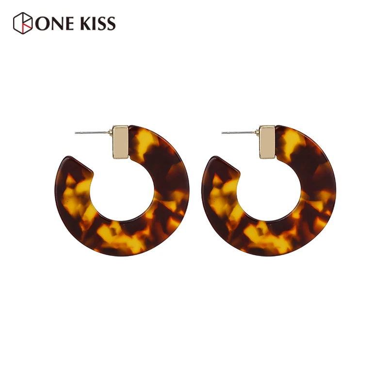 

New Fashion Open Round Circle Hoop Earrings For Women Acrylic brown Simple Geometry Resin Statement Earring Hoops Jewelry