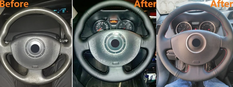 MEWANT черные чехлы рулевого колеса автомобиля из искусственной кожи для Renault Megane 2 2003-2008 Kangoo 2008-2012 Scenic 2 2003-2009