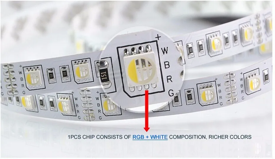 RGBW светодиодный светильник SMD 5050 RGBW 5 м 4 цвета в 1 Rgbw Led DC12V 10 мм PCB RGB+ белый/теплый белый/черный PCB IP30