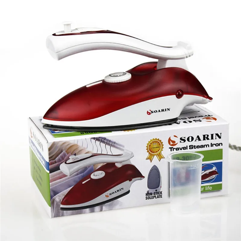 

SOARIN Mini Portable Electric Steam Iron Clothes Iron Steamer Teflon Base plate Foldable Handheld Flatiron For Home Traveling