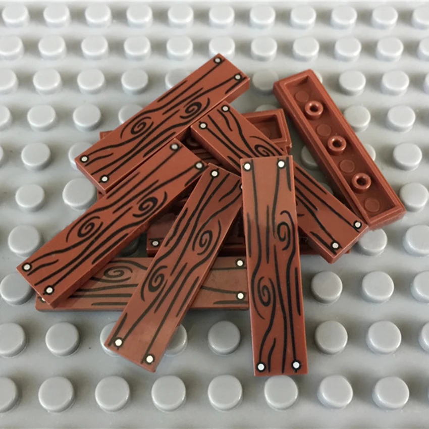 178Pcs LegoINGly City Floor Wall Building Blocks Wood Grain Printed Tile 1x4 Pattern MOC Accessories Parts Brick Kits Toy  (1)
