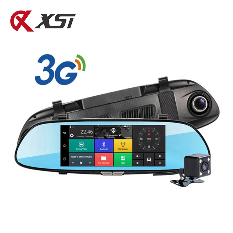 XST 7 Inch Android 5.0 3G Wifi Car DVR Touch Dash Cam Rearview Mirror Dash Camera Dual Lens GPS Navigation Bluetooth Recorder
