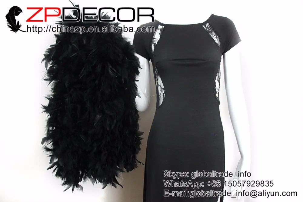 2 150g Black Dyed Fluffy Turkey Chandelle Boas (20)