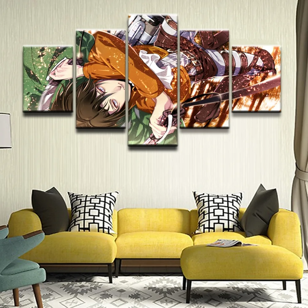 

Canvas Print Pictures Wall Art For Bedroom Decor Framework 5 Pieces Attack on Titan Levi Ackerman Paintings Home Decor Poster