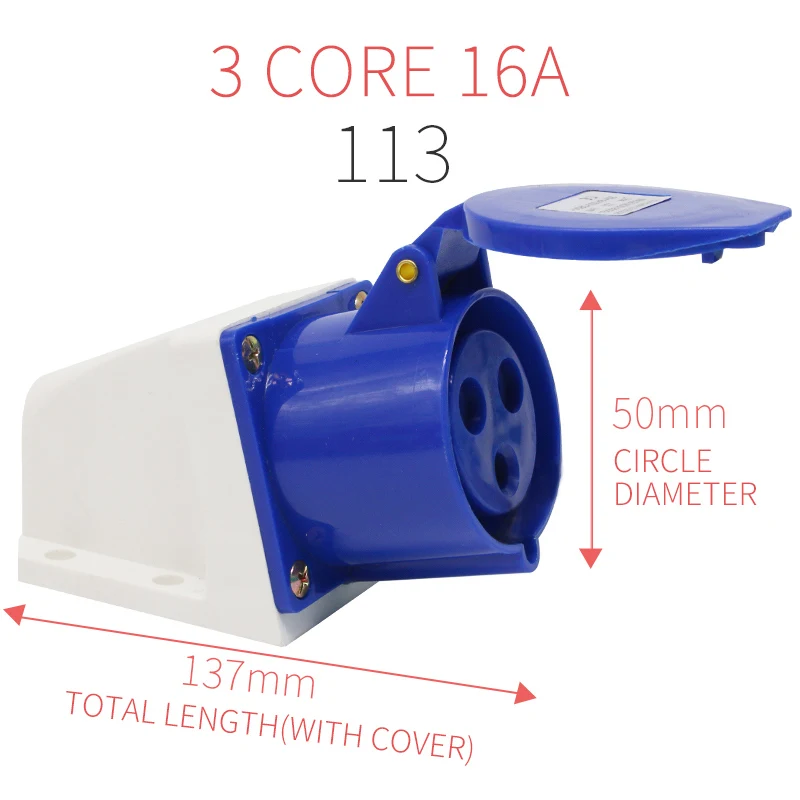 16A Промышленный разъем поверхностного монтажа гнездо скрытой установки гнездо 3 ядра водонепроницаемый LX-013 113 213 313 - Тип: Surface socket 113