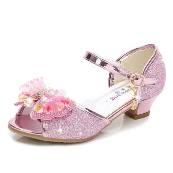 

ULKNN Girls Sandals 2020 new tide summer girls pink shoes children's princess shoes high heels girls shoe summer sandals