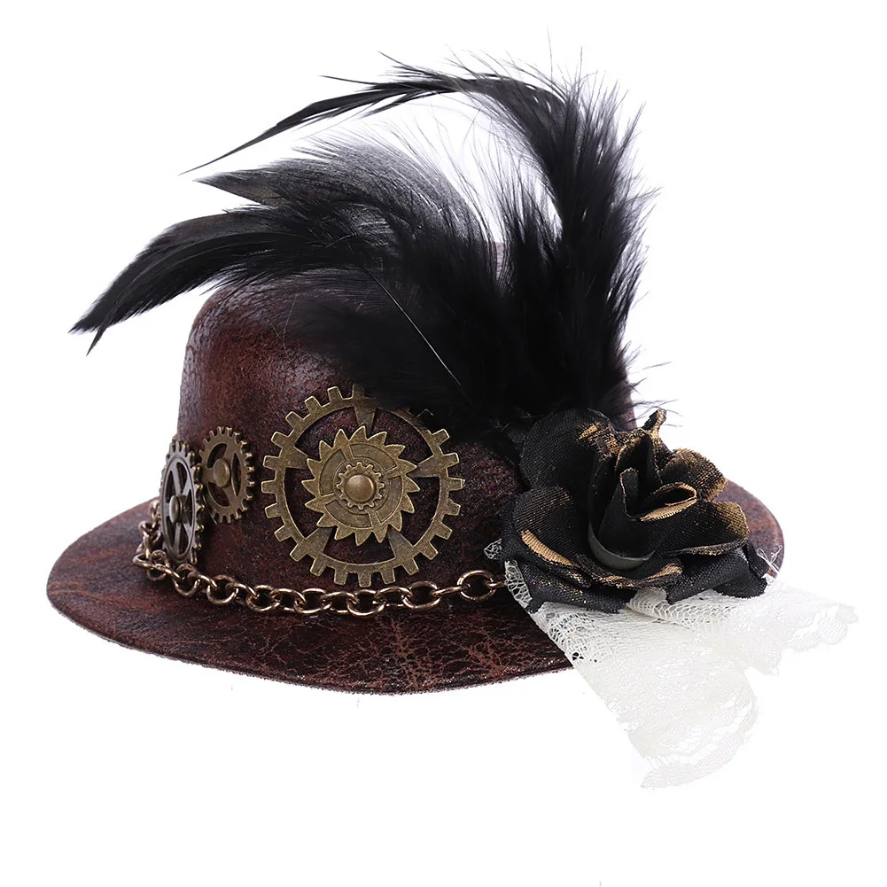 

Fashion hair accessories hat-shaped feather decoration mini top hat gift gothic decoration wedding punk lolita hat barrette