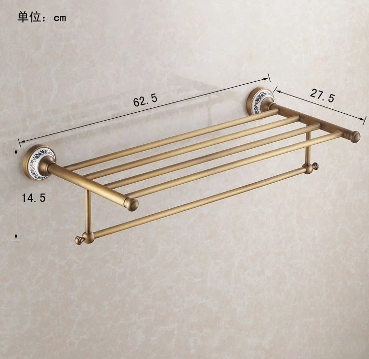 Metal Bathroom Series Antique Towel Bar Robe Hook Copper European Retro Bathroom Shelf Hotel Hardware Pendant Set Wholesale-620 - Цвет: Antique A