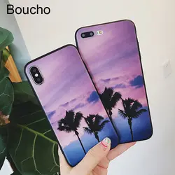 Boucho кокосовой пальмы чехол для телефона для iphone 6 6S 7 8 плюс мода чехол для iphone X XS MAX XR закат пейзаж Чехлы мягкие из кожи TPU Капа