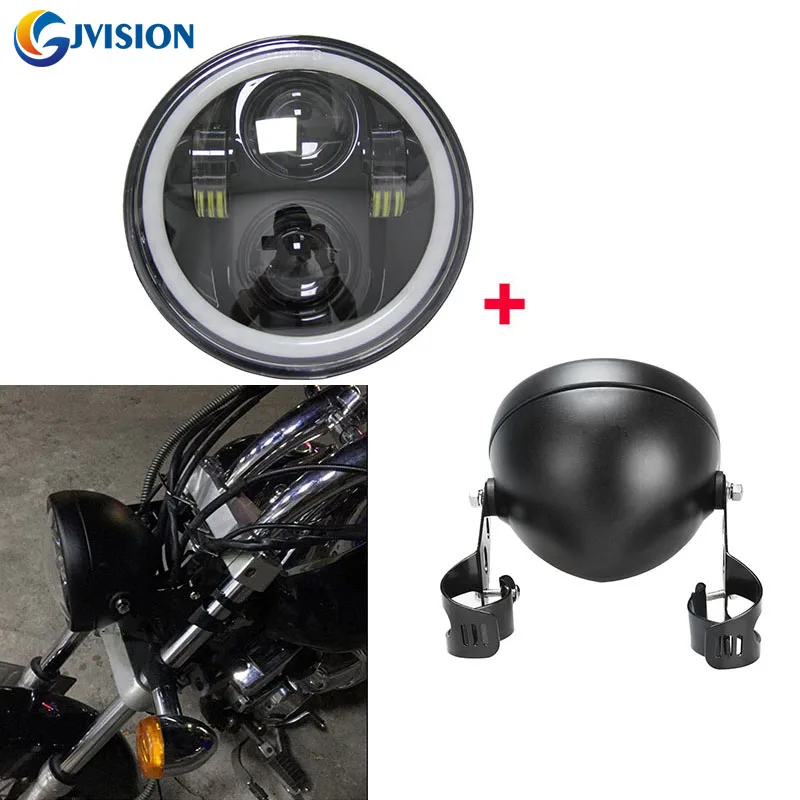 

5.75 inch headlights Housing Bucket with 5 3/4'' motorcycle led projector headlight lamp daymaker Angel eyes for Harley Davidson