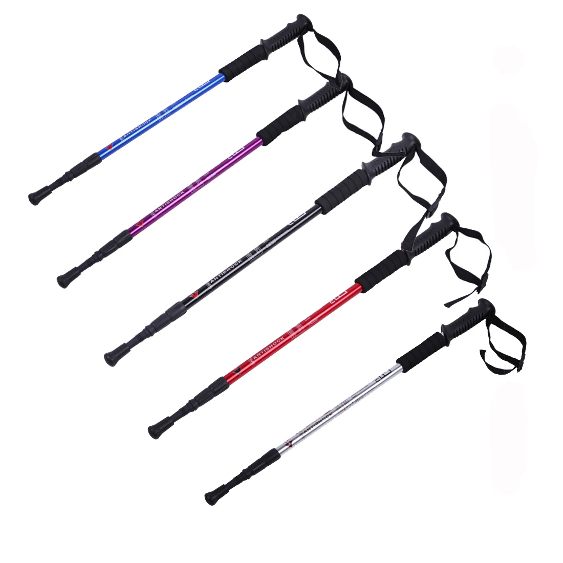 Venta caliente de alta calidad Durable Anti-shock caminar 4 secciones mango recto senderismo escalada Venta caliente de alta calidad Durable Anti-shock caminar 4 secciones mango recto senderismo escalada