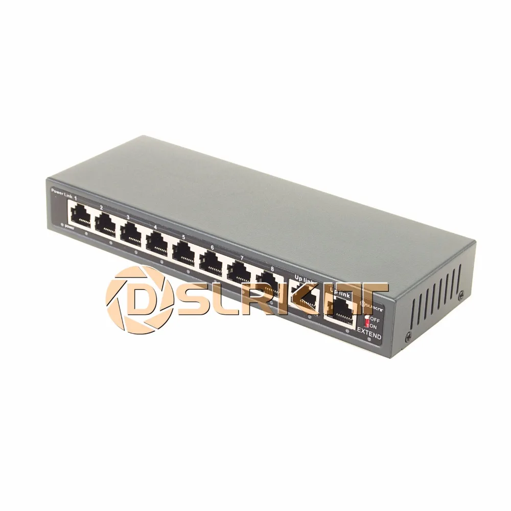 DSLRKIT 250 м 10 портов 8 PoE внешняя мощность Ethernet 52 в 120 Вт max140W для IP камеры/беспроводной