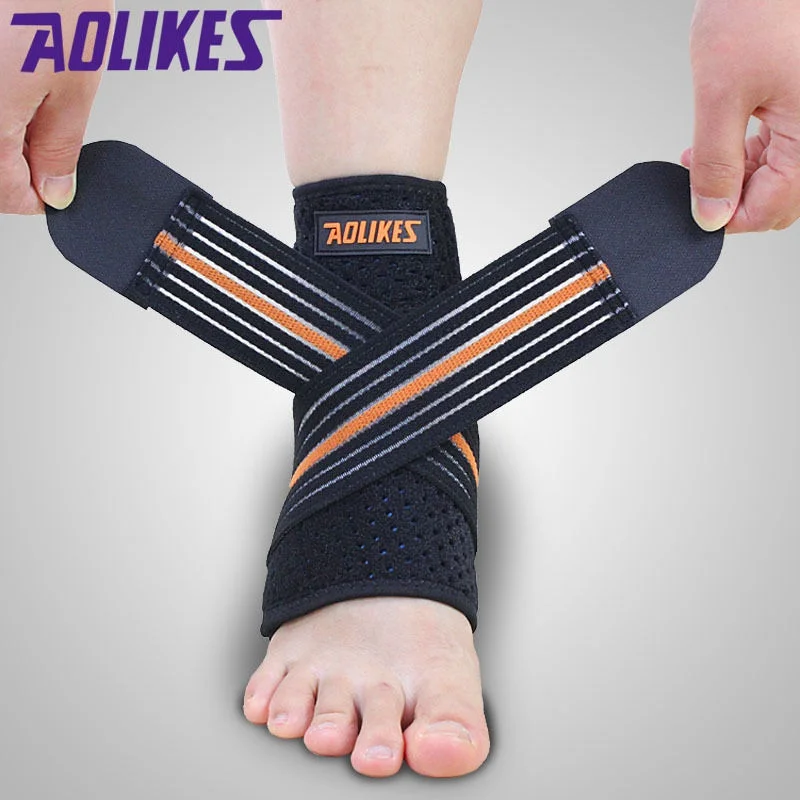 

AOLIKES Professional Sports Ankle Strain Wraps Bandages Elastic Ankle Support Brace Protector For Fitness Running 1pc