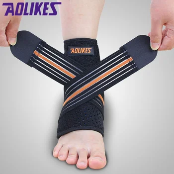 AOLIKES Professionele Sport Enkel Stam Wraps Bandages Elastische Ankle Brace Protector Voor Fitness Running 1pc