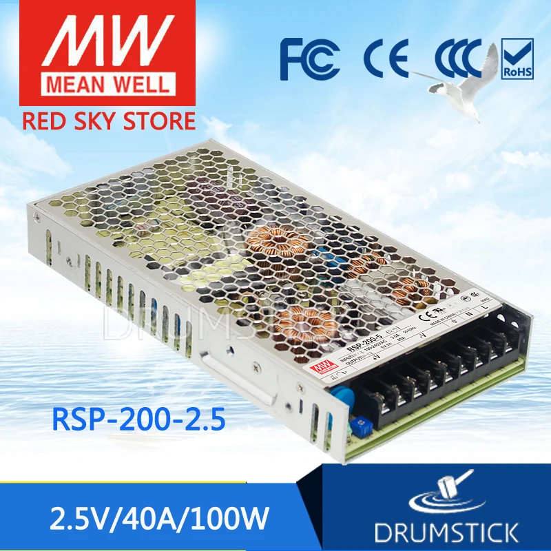 

MEAN WELL RSP-200-2.5 2.5V 40A meanwell RSP-200 2.5V 100W Single Output with PFC Function Power Supply