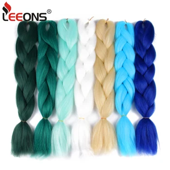 

Leeons 24 Inch Rainbow Braids Synthetic Braiding Hair Xpressions Crochet Braids Hair Extensions 100G Pink Red Jumbo Braid Hair