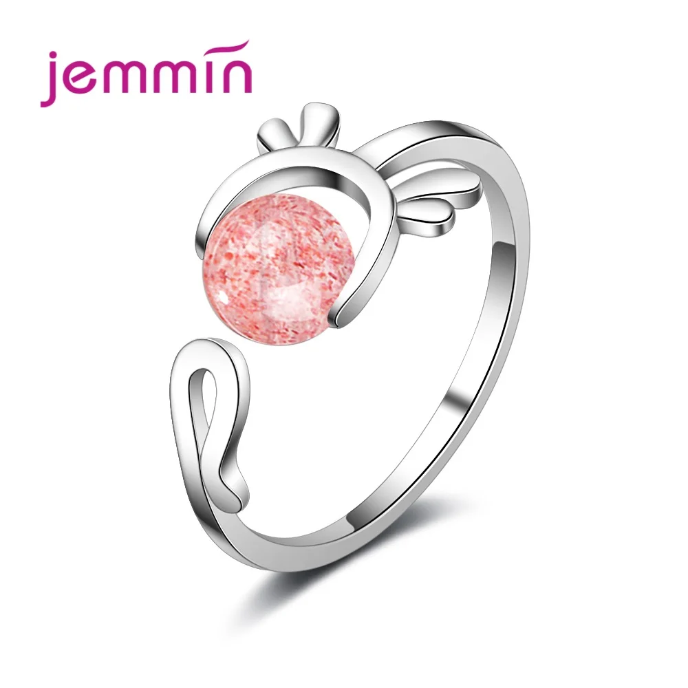 

Fashion Bobble Open Ring Simple 925 Sterling Silver Women Appointment Jewelry Romantic Gift Red And Pink Colour