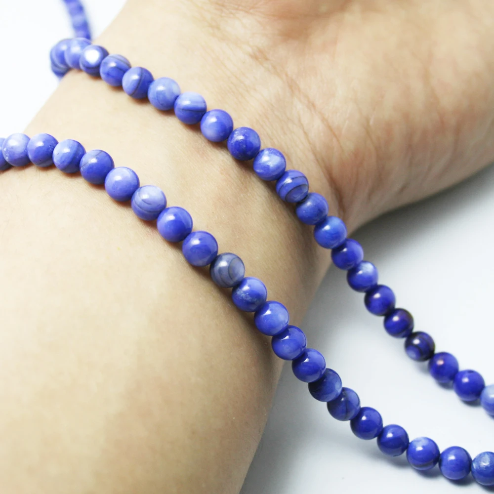 Hot Sale 6mm Round Natural freshwater Shell Beads DK Blue