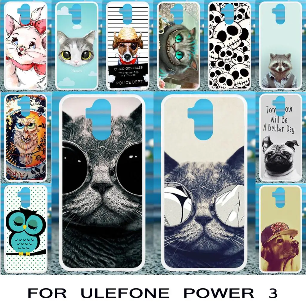 

TPU Cat Painted Cases For Ulefone Power 3 Case Silicone Cover For Ulefone Power 3S Case Housing Fundas Shell Capa Coque Bag