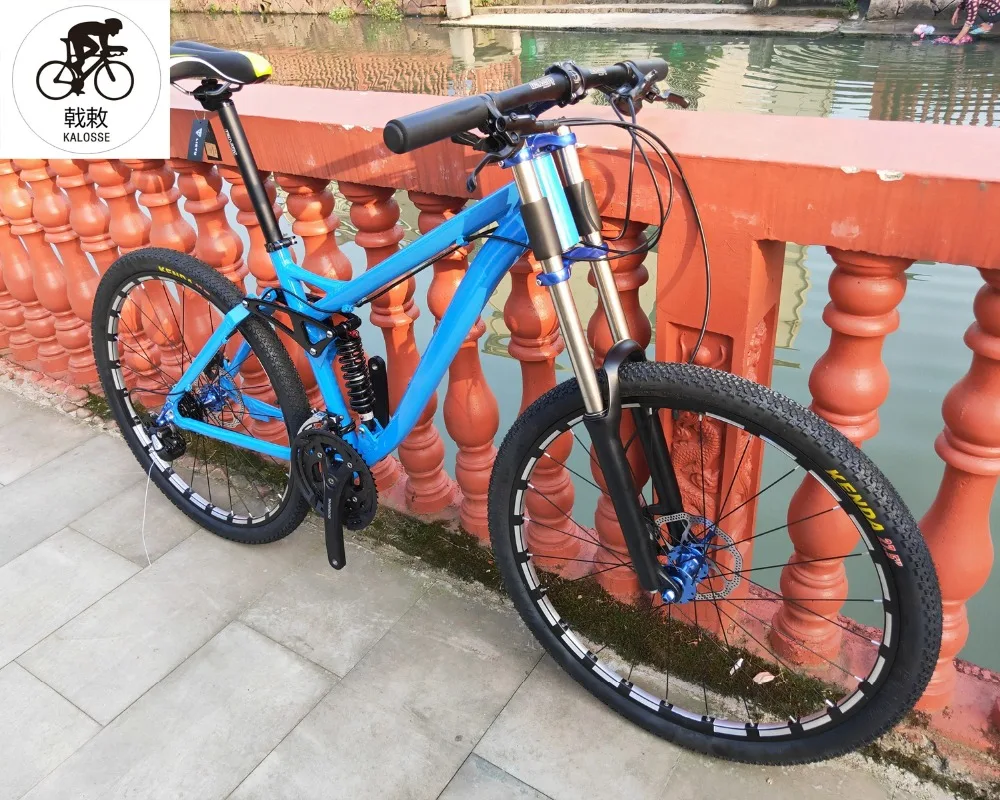 Cheap Kalosse  190mm travel  Full suspension 27.5inch   mountain bike  AM  Hydraulic  brakes 24 speed 0