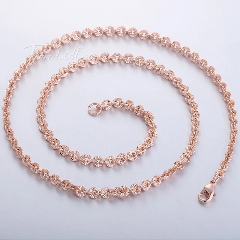 

3mm Womens 585 Rose Gold Filled Cut Rolo Round Link Chain Necklace Fashion Jewelry GN357