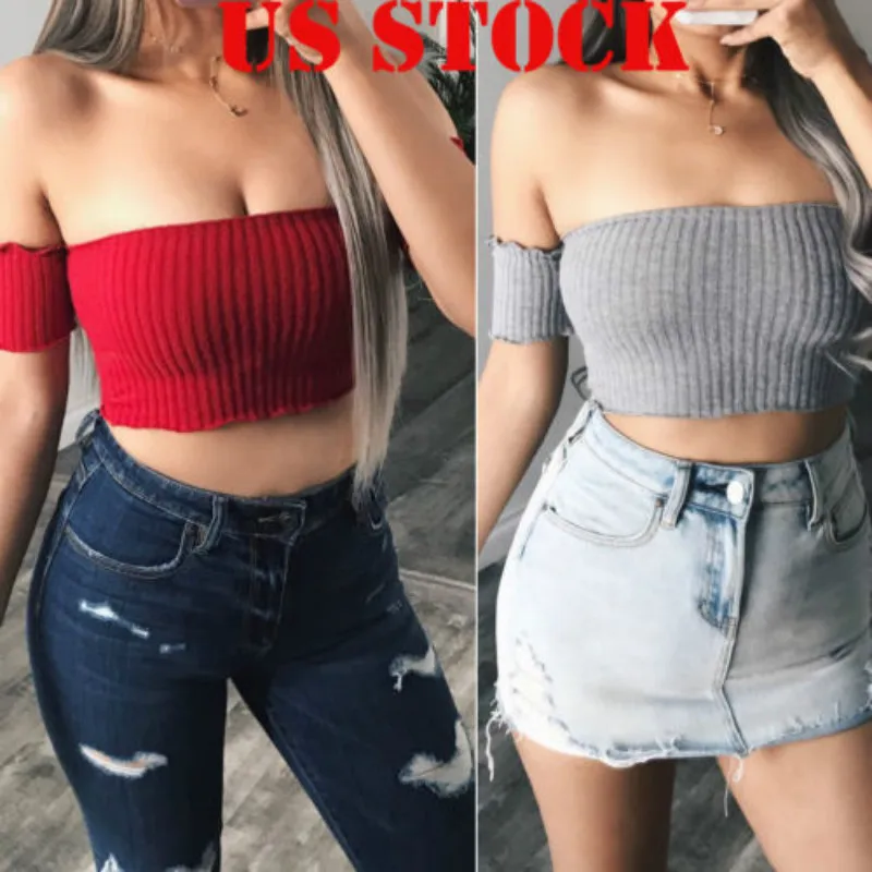

Summer Women 2018 Casual Off Shoulder Tank Slash Neck Sleeveless Crop Tops US