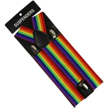 Winfox 3,5 см Широкий Радужный ремень мужские и женские подтяжки эластичный пояс y-образный Пояс для чулок