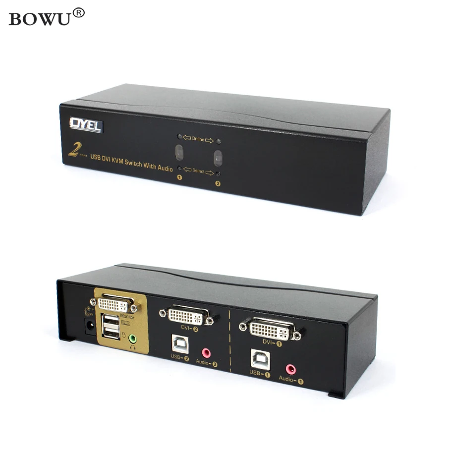 

2 Port DVI Switch KVM Switch w/ Audio Auto Hotkey Switcher USB Mouse and Keyboard PC Host Selector for LED Projector Win7/8 MAC