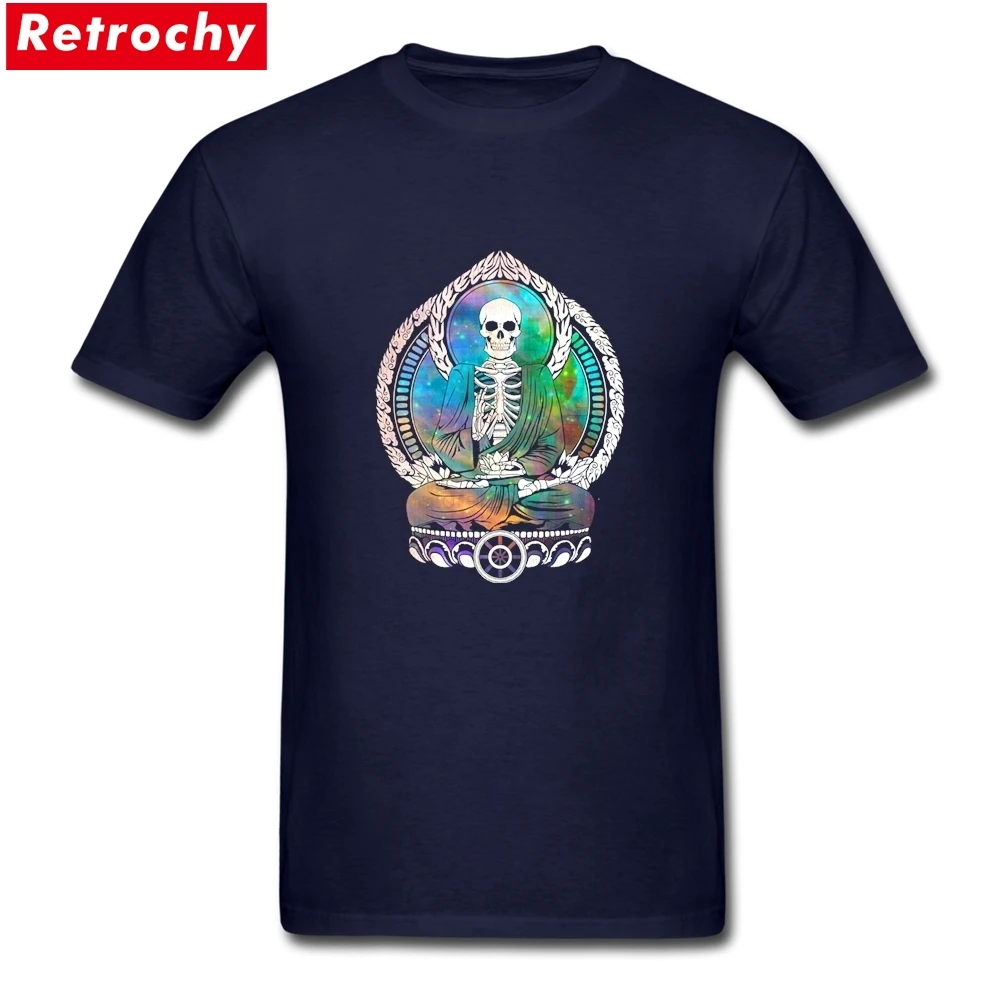 Men Cosmic Buddha Skeleton Printed T Shirts Short Sleeve O