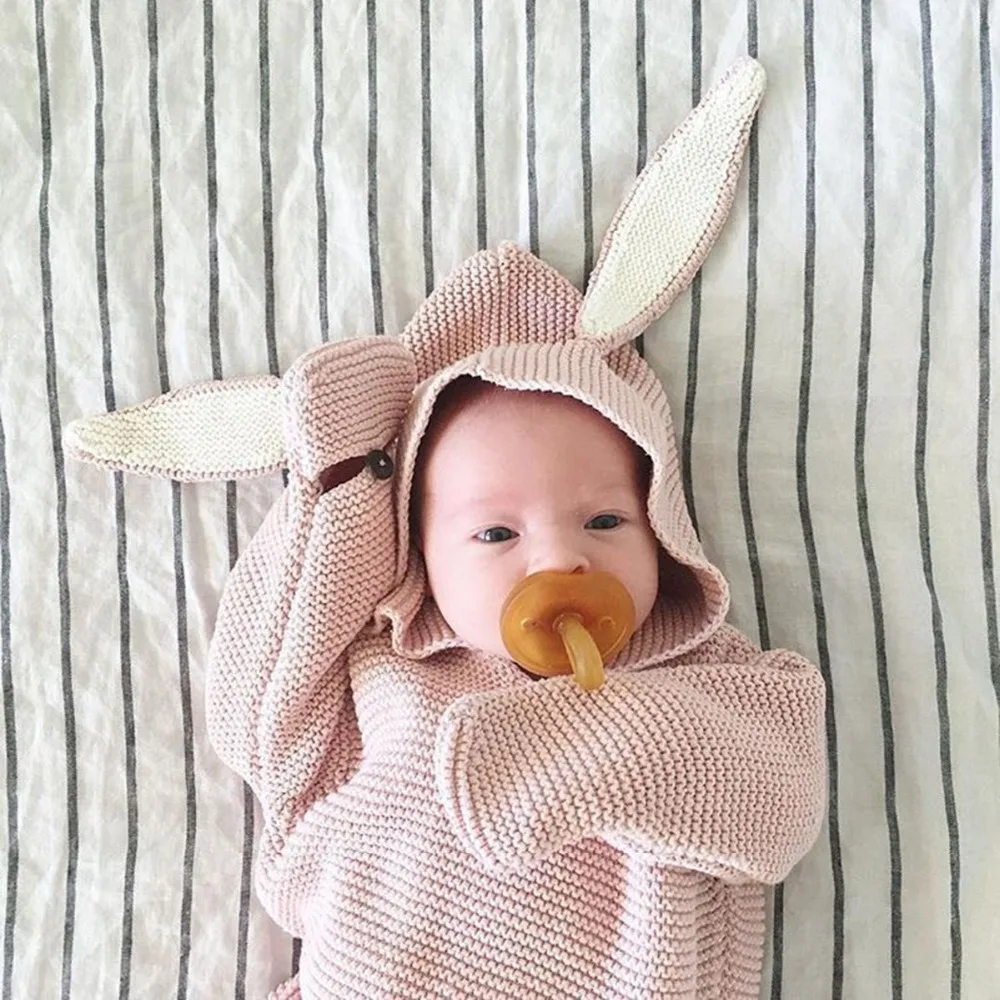 

Baby Sleeping Bags Bedding Mother Kids Blankets Knitted Newborn Caps Rabbit Diapers Bunny Style Wrap Pajamas Cover Sleep Bags