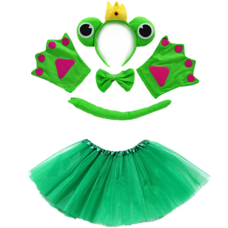 Green Frog Cosplay Animals Headband Bow Tail Paws Tutu Skirt Set Kids Children Girl Party Up Props Halloween Christmas Green Frog Cosplay Animals Headband Bow Tail Paws Tutu Skirt Set Kids Children Girl Party Up Props Halloween Christmas