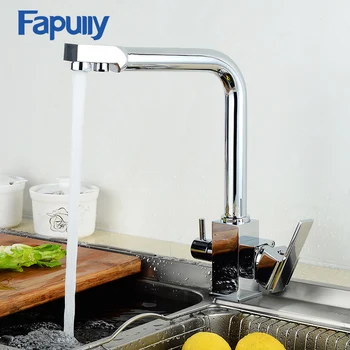 

Fapully Kitchen Drinking Water Faucet Dual Handle Chrome Kitchen Faucet with Filtered Water Mixer Cold and Hot Faucets 182-33C