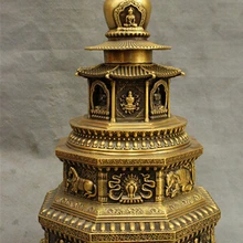 1" Тибет буддийского чистый Бронзовый 8 благоприятный символ статуя пагода ступа набор Tope