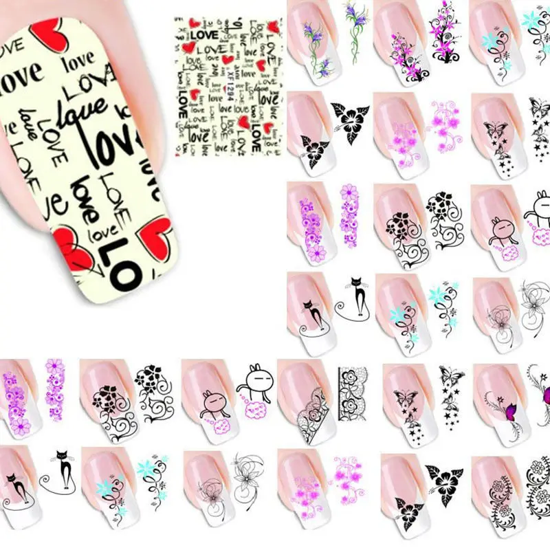 

50 Sheets/Lots DIY Water Transfer 3D Flower Butterfly Design Nail Art Stickers Decals Decoration Nice Makeup Manicure Tool