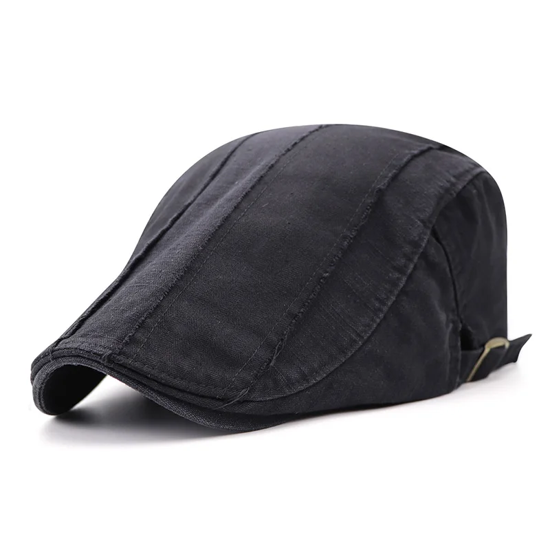 JAMONT new Casual Men's Hat Cotton Berets Simple Style Visors Cap Men Flat Hats Casquette Distressed Sun Visor Multicolor - Цвет: Black