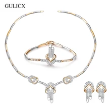 GULICX Luxury Jewelry Sets Women Earring & Necklace & Bracelet Shining Cubic Zircon For Bridal Wedding Fashion Accessories