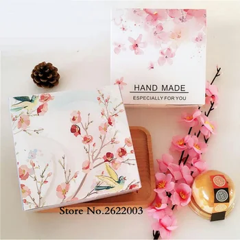 

Hand painted flowers and birds Moon cake Box Backing cake box Pastry boxes Egg Tart Biscuits snack Packing boxes100PCS/lot