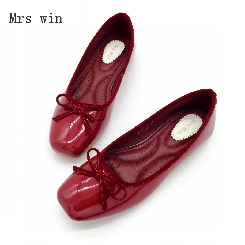 

2018 Spring Autumn Shoes Women Ballet Flats Slip-On Woman Single Shoes PU Ladies Females Footwear Zapatos Mujer Plus Size Red