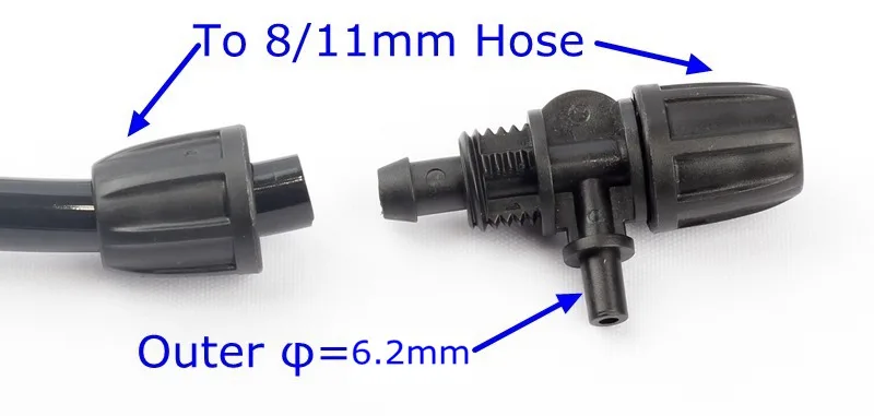 50 шт 8/11 мм до 6 мм нить Lock сопла Тройник Разъем Сад Микро-орошения Системы трубы дождеванием разъемы