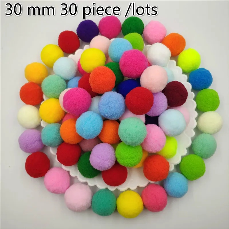 

30mm Soft Pompoms Fluffy Plush Fur Ball Toys Crafts DIY Handmade Wedding Home Decor Sewing on Clothes Shoes Accessories Supplies