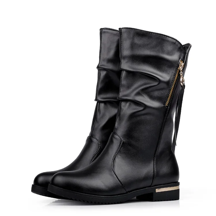 

2017 Winter Boots Botas Mujer Big Size 34-42 New Round Toe Buckle Boots For Women Casual Fashion Warm Winter Shoes 756-1