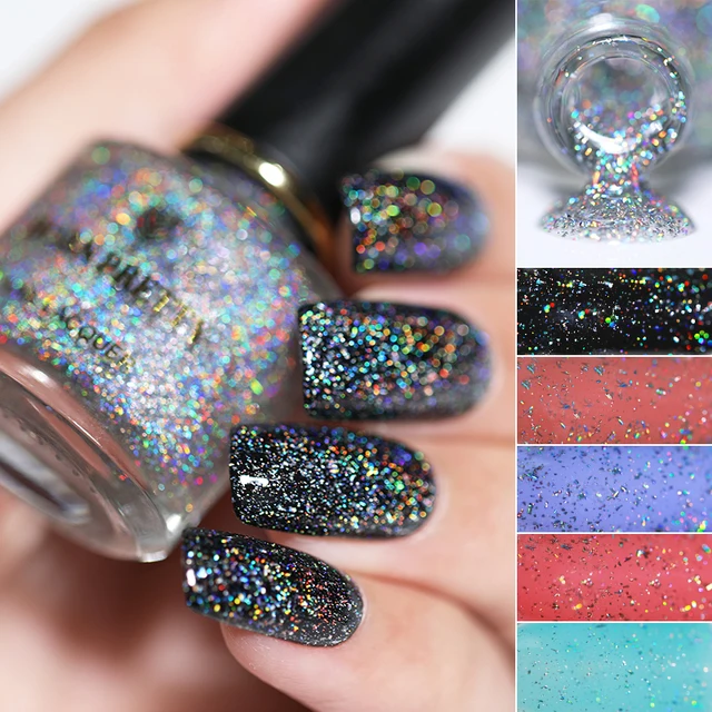 Aliexpress Born Pretty Holo Sequins Top Oil Nail Polish Born Pretty Holo Sequins Top Oil Nail Polish Galaxy Glitter Holographic Shining Lacquer 6ml Black Datura