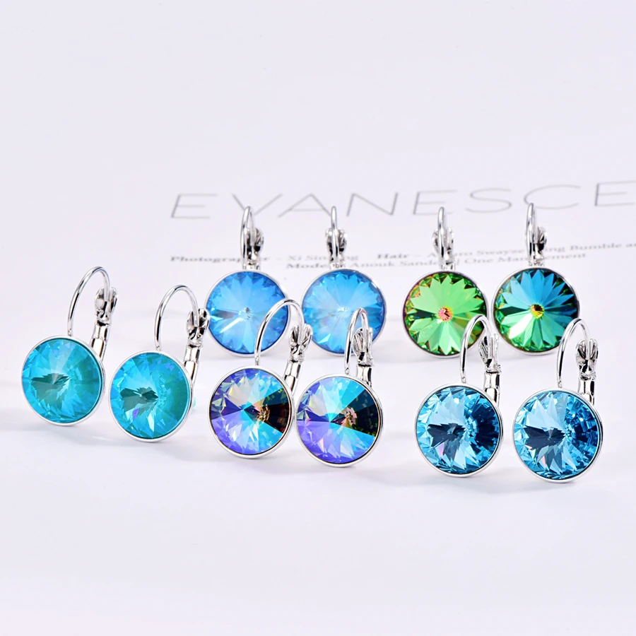 Новые модные серьги-гвоздики с кристаллами Swarovski, круглые женские серьги Bella, элегантные вечерние серьги, свадебные украшения, подарок для мамы