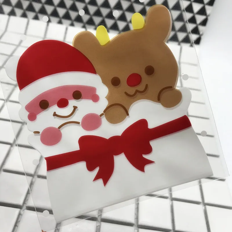 100X рождественские целлофановые вечерние сумки для печенья сладкие конфеты печенье x-рождественский Подарочный пакет 10*15+ 3 см