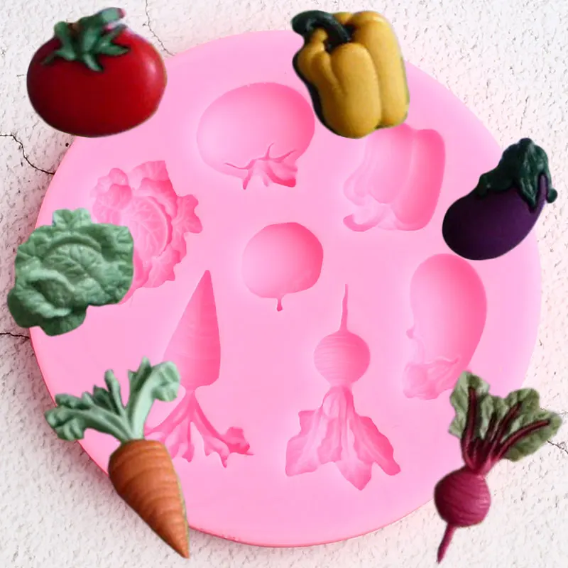 

Vegetable Fruit Radish Tomato Eggplant Cabbage Silicone Mold Candy Fondant Molds Chocolate Gumpaste Mould Cake Decorating Tools