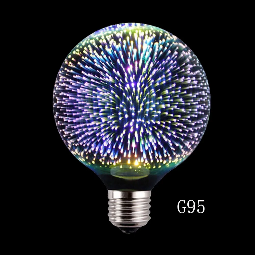BORUiT 110 220 V Светодиодный настольный светильник E27 G95 G80 3D украшение лампы новинка RGB фейерверк Праздничные огни для нового года Рождества - Испускаемый цвет: G95