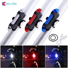 KHLITEC велосипедный задний светильник USB Перезаряжаемый 5LED задний светильник безопасность заднего хвоста Предупреждение велосипедный задний светильник портативный флэш-светильник